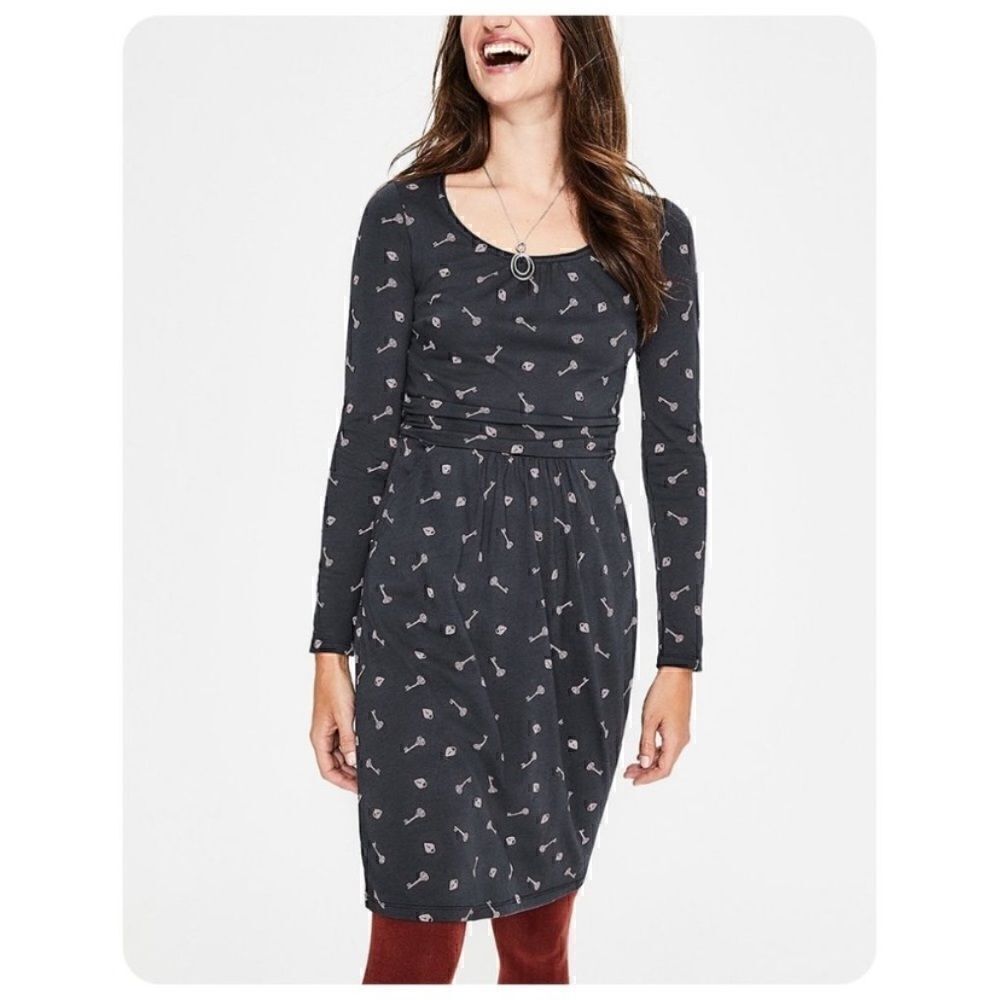 Boden lock & key novelty print knee length dress size 6P cotton/Modal blend